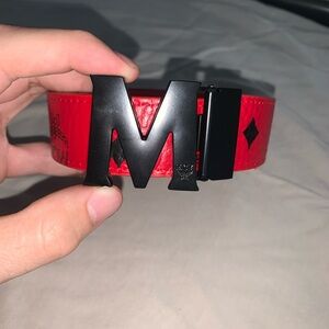MCM Red Belt with Black M Buckle